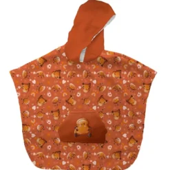 Kit poncho de bain terracotta motif amis ptit déj Tartine - Création Stillistic