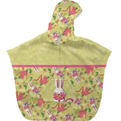 Kit poncho de bain vert clair motif lapin printanier - Création Stillistic