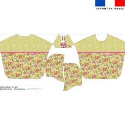Kit poncho de bain vert clair motif lapin printanier - Création Stillistic