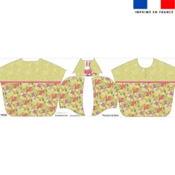 Kit poncho de bain vert clair motif lapin printanier - Création Stillistic