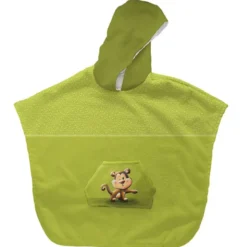 Kit poncho de bain vert motif bébé singe - Création Stillistic
