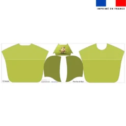 Kit poncho de bain vert motif bébé singe - Création Stillistic