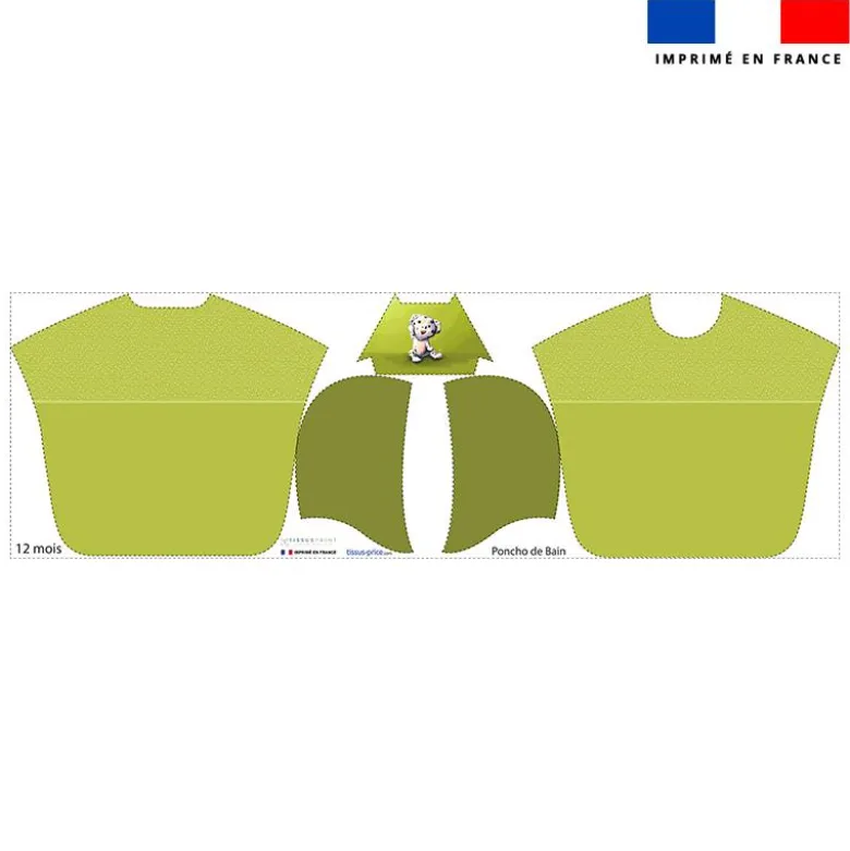Kit poncho de bain vert motif bébé dalmatien - Création Stillistic