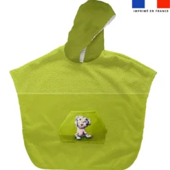 Kit poncho de bain vert motif bébé dalmatien - Création Stillistic