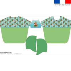 Kit poncho de bain vert motif capybara - Création Stillistic