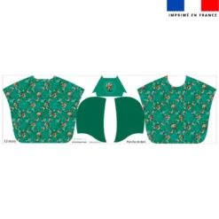 Kit poncho de bain vert motif panda roux yoga danseur - Création Stillistic