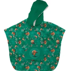 Kit poncho de bain vert motif panda roux yoga danseur - Création Stillistic