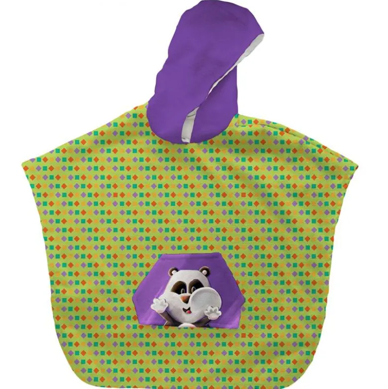 Kit poncho de bain vert motif Panda Lou-Stick - Création Stillistic