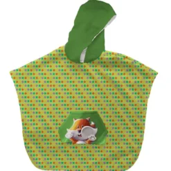 Kit poncho de bain vert motif Renard Lou-Stick - Création Stillistic