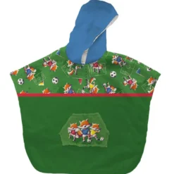Kit poncho de bain vert motif renard foot - Création Stillistic