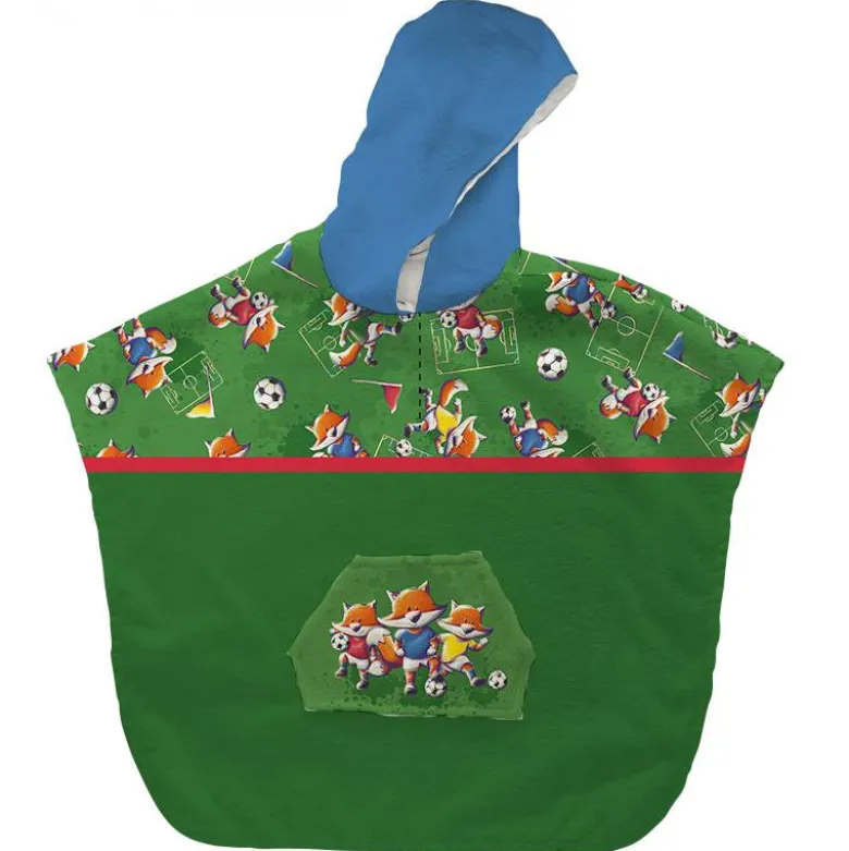 Kit poncho de bain vert motif renard foot - Création Stillistic