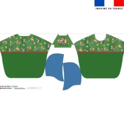 Kit poncho de bain vert motif renard foot - Création Stillistic