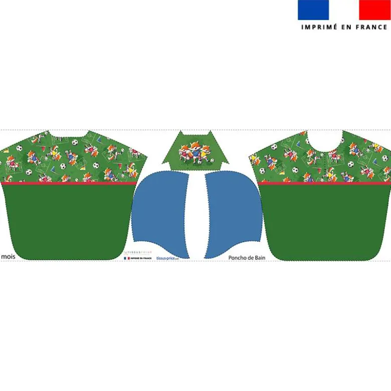 Kit poncho de bain vert motif renard foot - Création Stillistic