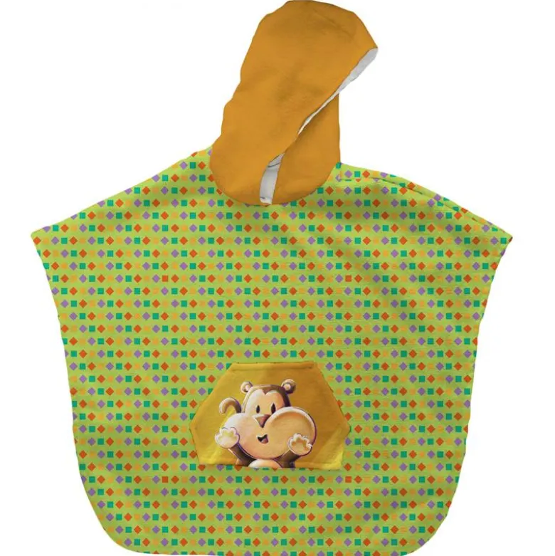 Kit poncho de bain vert motif Singe Lou-Stick - Création Stillistic