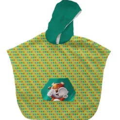 Kit poncho de bain vert motif Tigre Lou-Stick - Création Stillistic
