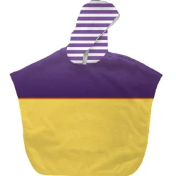 Kit poncho de bain violet et jaune motif caneton - Création Stillistic