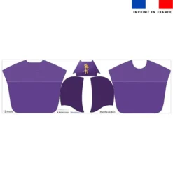 Kit poncho de bain violet motif bébé girafe - Création Stillistic