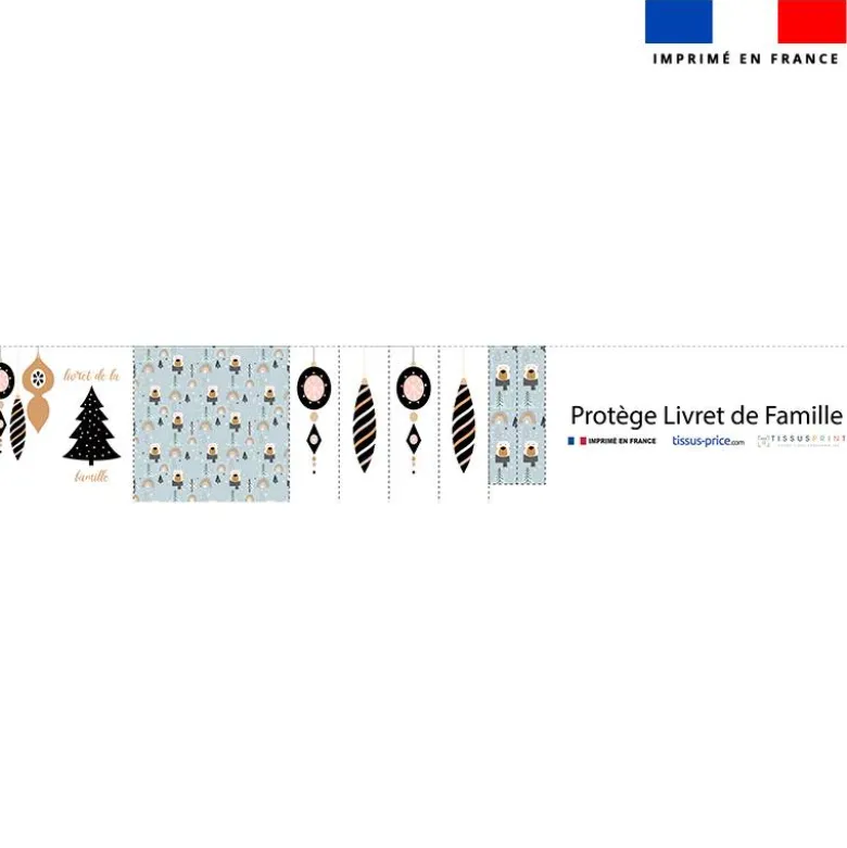 Kit protège livret de famille motif animaux hiver
