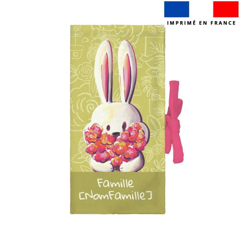 Kit protège livret de famille personnalisé - Lapin printanier - Création Stillistic