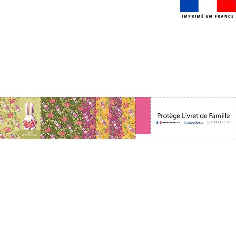 Kit protège livret de famille personnalisé - Lapin printanier - Création Stillistic