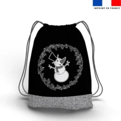 Kit sac à dos coulissant de noel motif noel argent