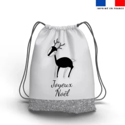 Kit sac à dos coulissant de noel motif noel argent