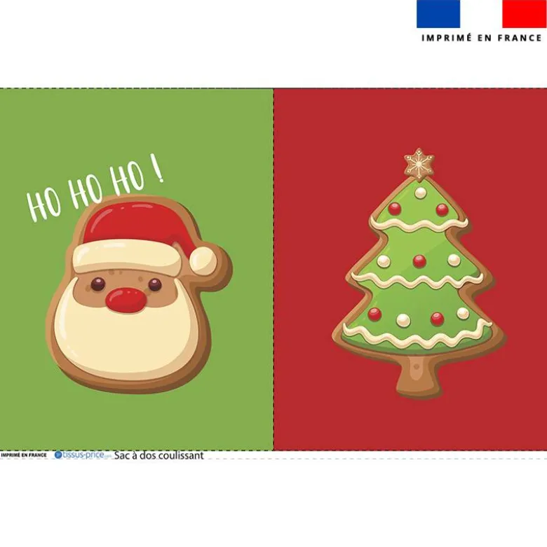 Kit sac à dos coulissant de noel motif pain d'épice