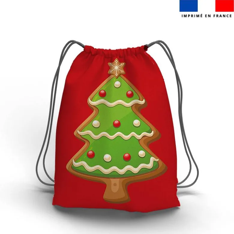 Kit sac à dos coulissant de noel motif pain d'épice