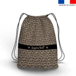 Kit sac à dos coulissant de noel motif ho ho ho effet toile de jute