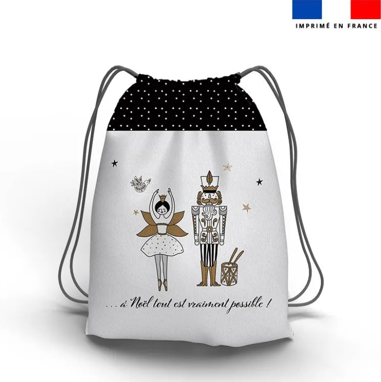 Kit sac à dos coulissant de noel motif casse-noisette