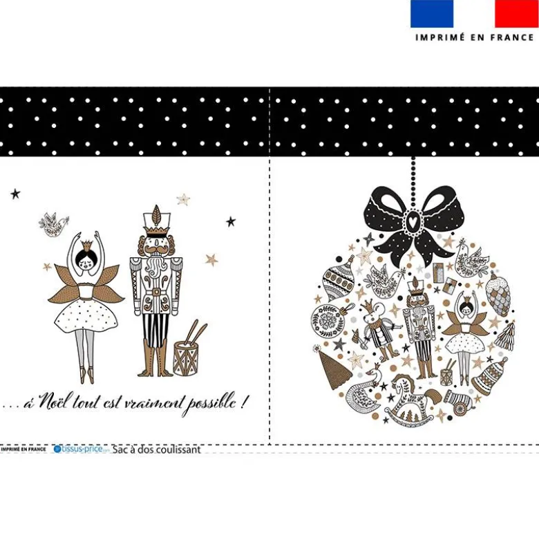 Kit sac à dos coulissant de noel motif casse-noisette