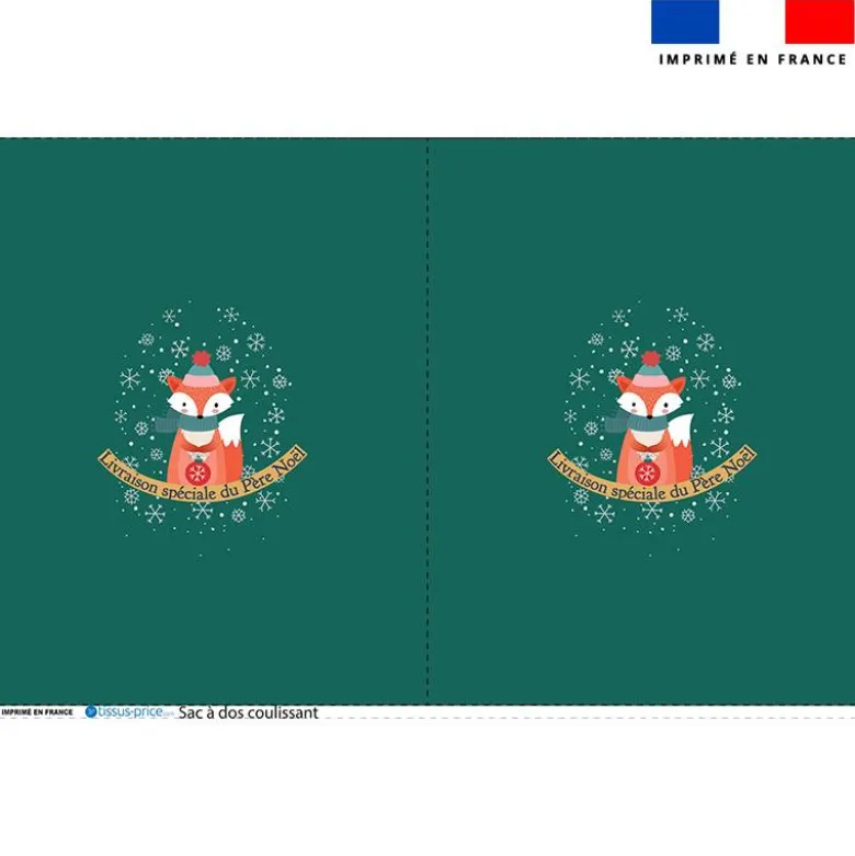 Kit sac à dos coulissant de noel motif renard