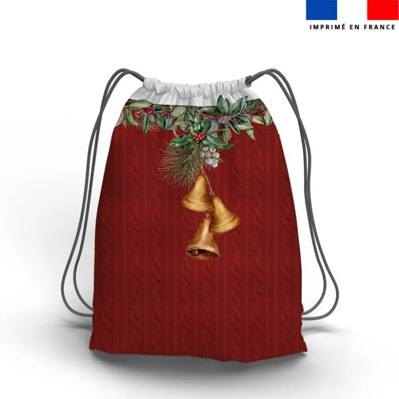 Kit sac à dos coulissant de noel motif couronne de Noel