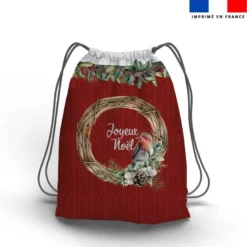 Kit sac à dos coulissant de noel motif couronne de Noel
