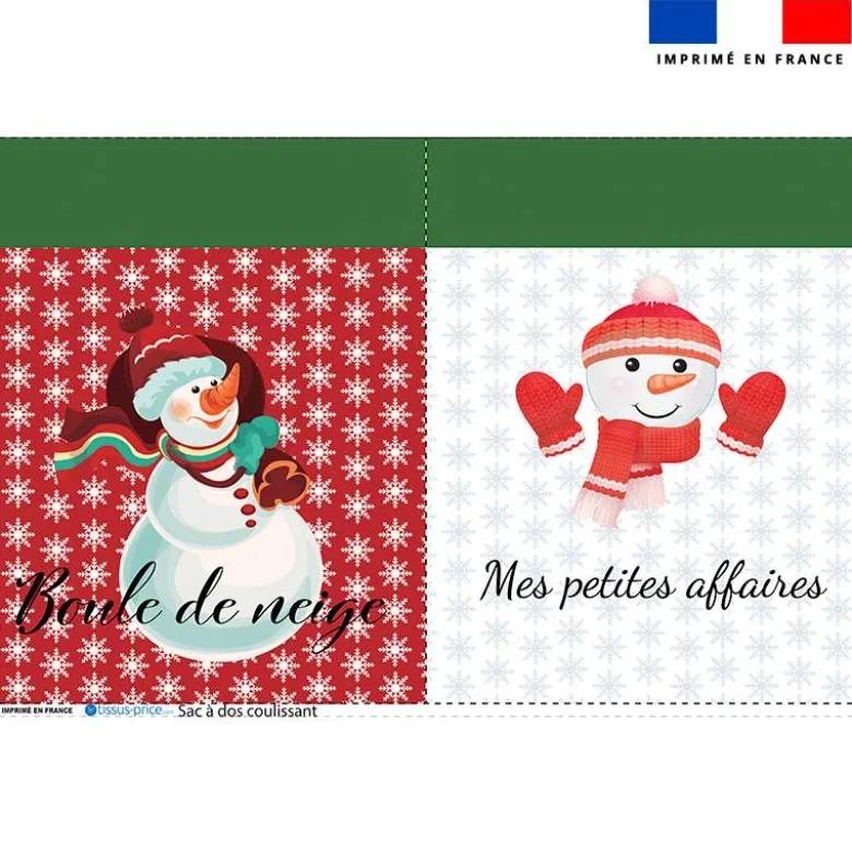 Kit sac à dos coulissant de noel motif noel rouge et vert