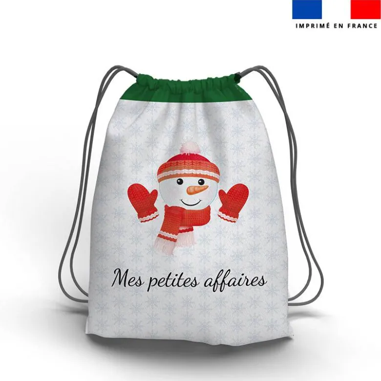 Kit sac à dos coulissant de noel motif noel rouge et vert