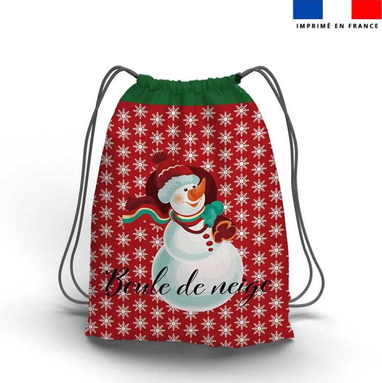 Kit sac à dos coulissant de noel motif noel rouge et vert