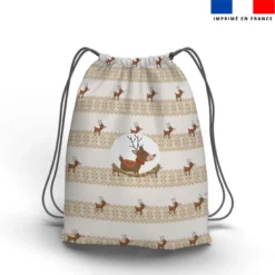 Kit sac à dos coulissant de noel motif renne scandinave