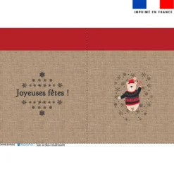 Kit sac à dos coulissant de noel motif ourson effet toile de jute