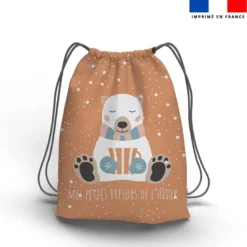 Kit sac à dos coulissant de noel motif mes petits trésors de l'hiver