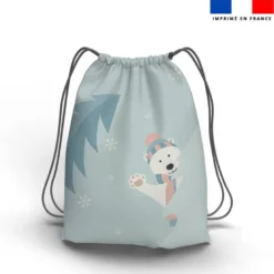 Kit sac à dos coulissant de noel motif mes petits trésors de l'hiver