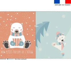 Kit sac à dos coulissant de noel motif mes petits trésors de l'hiver