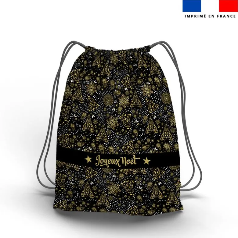 Kit sac à dos coulissant de noel motif sapin gold