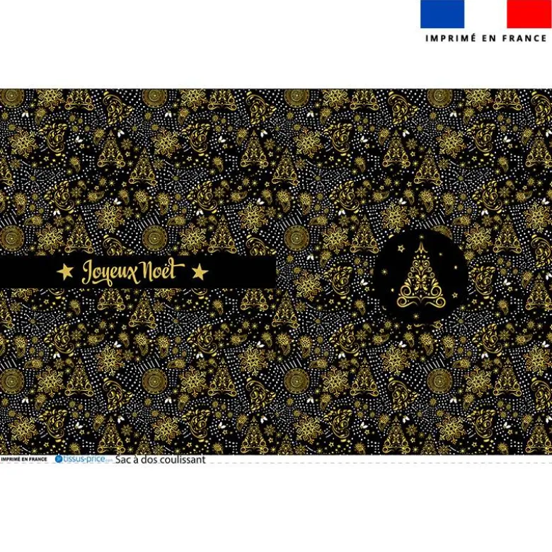 Kit sac à dos coulissant de noel motif sapin gold