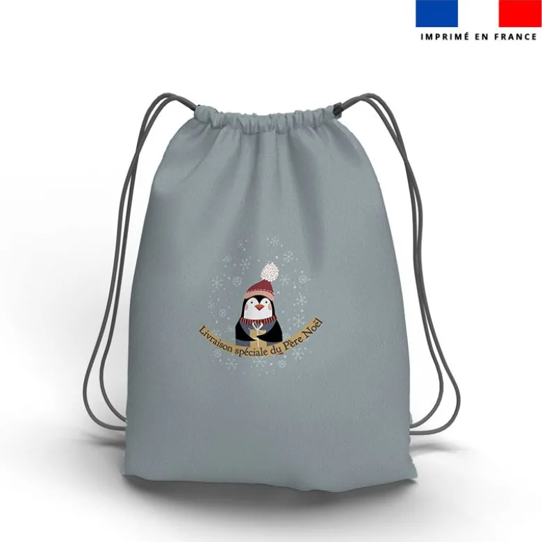 Kit sac à dos coulissant de noel motif pingouin
