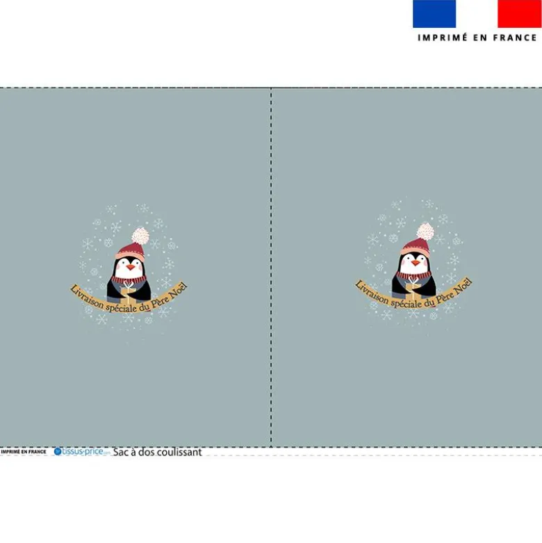 Kit sac à dos coulissant de noel motif pingouin