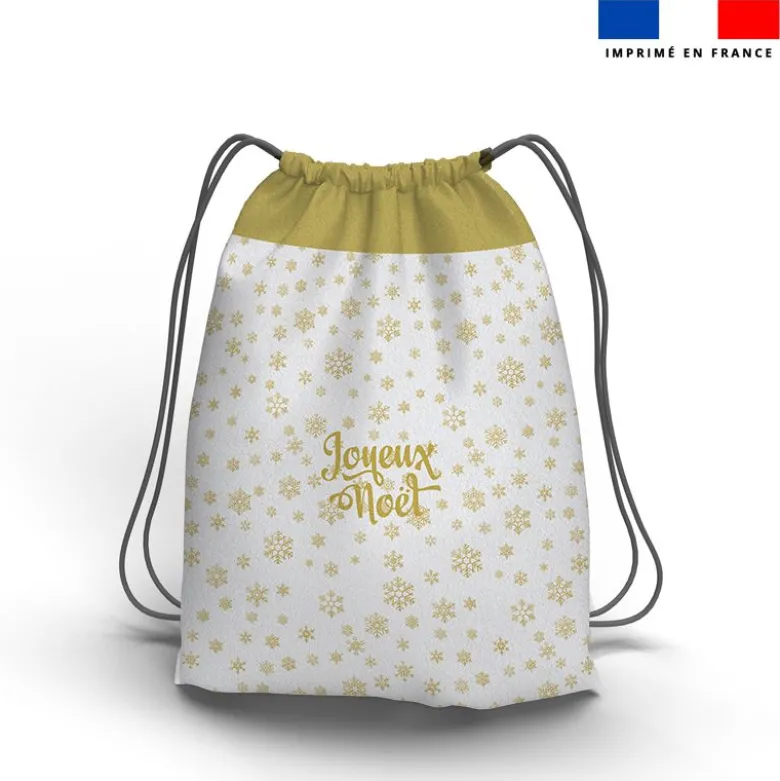 Kit sac à dos coulissant de noel motif flocon doré
