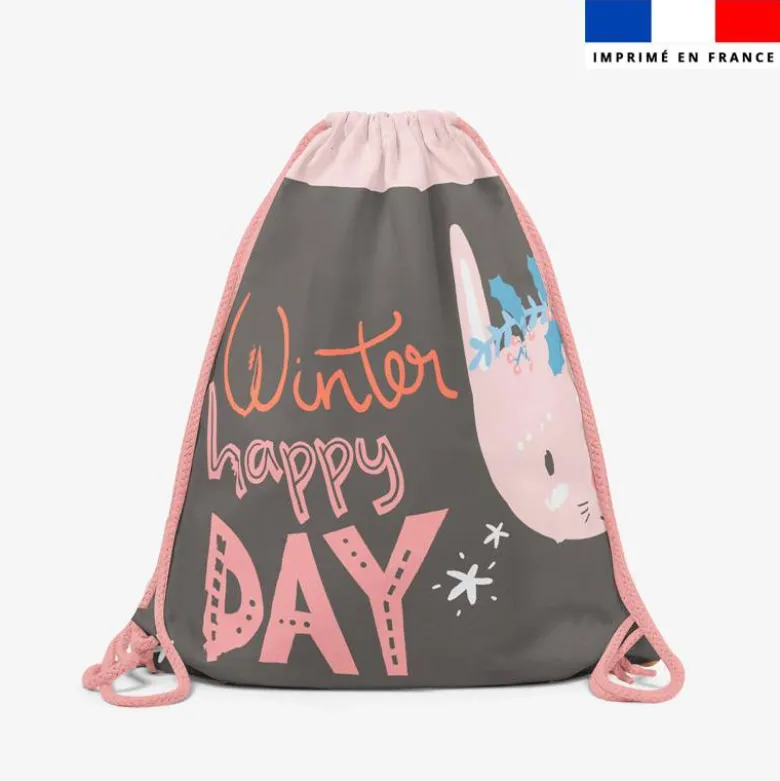 Kit sac à dos coulissant motif animaux pastel