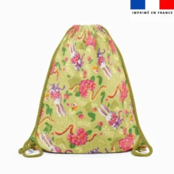 Kit sac à dos coulissant motif lapin printanier - Création Stillistic