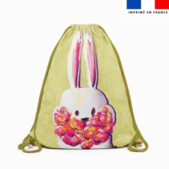 Kit sac à dos coulissant motif lapin printanier - Création Stillistic